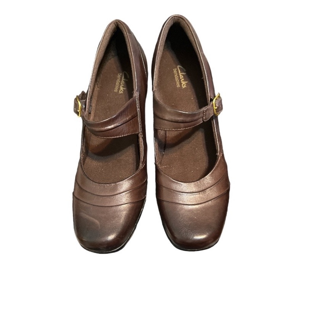 Clarks Bendables Artisan Scheme Day Mary Jane Leather Pump Brown Sz: 11M - Picture 12 of 15